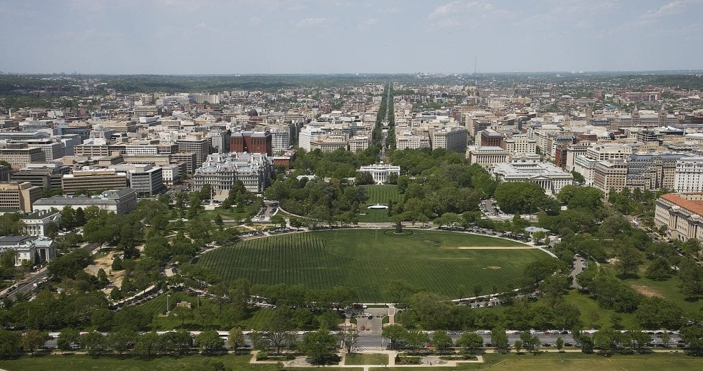 Aerial view of downtown Washington, D.C.